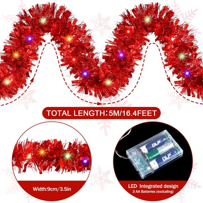 1PC 5M Christmas Tinsel Garlan - Tinsel Garland Decoration recension och pris